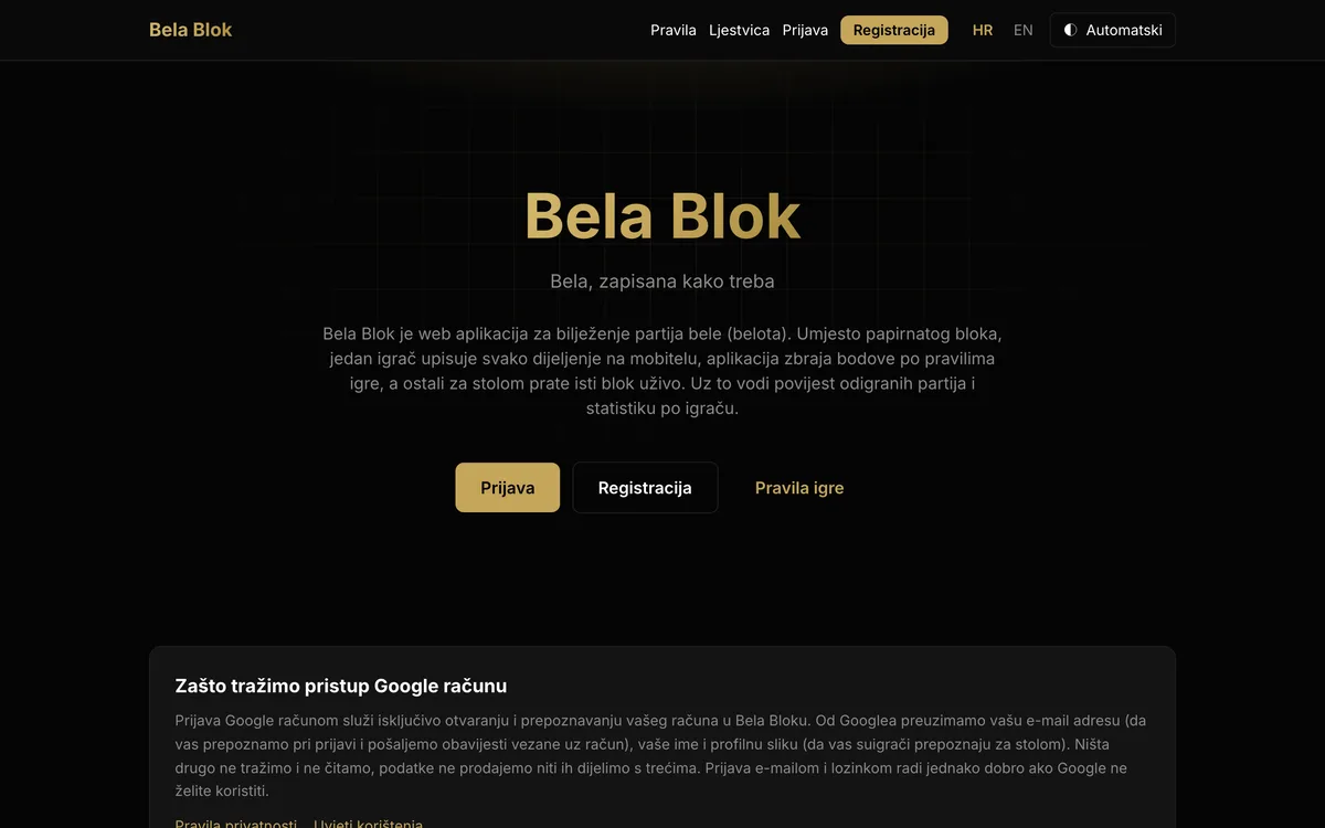 Bela Blok — digitalni blok za belu